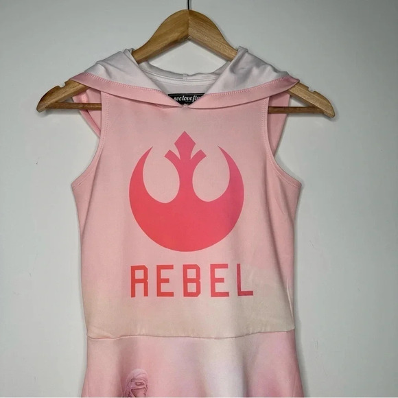 WeLoveFine by Goldie Star Wars Rebel Scuba Sleeveless Hooded Dress Size Small - Picture 3 of 12